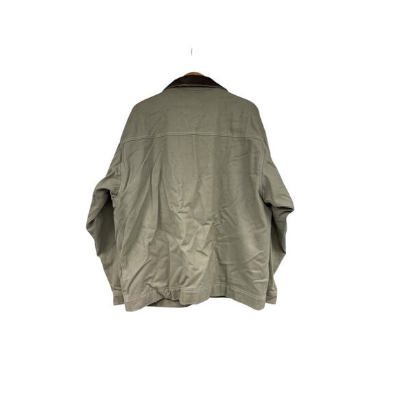 Vintage Von Pok & Chang Men’s Green Leather Collar Chore Jacket Workwear Size XL - Picture 3 of 7